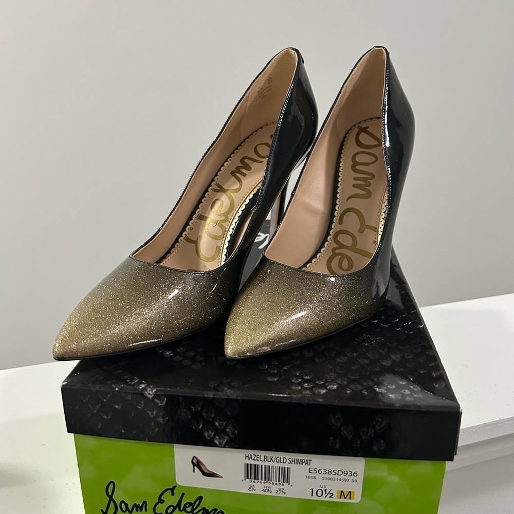 Sam Edelman Women's Black and Gold Heels-NWOT